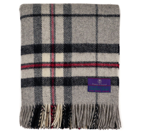 Prince of Scots Highland Tweed Pure New Wool Throw (Grey Thompson)-Throws and Blankets-810032752057-J4050028-005-Prince of Scots