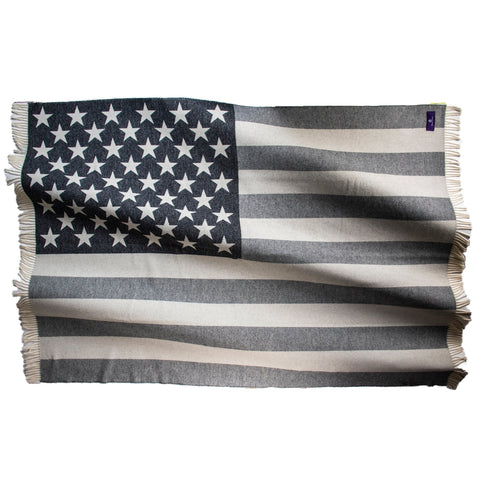 Monochromatic American Flag Merino Wool Throw-Throws and Blankets-00810032752385-GreyFlag-Prince of Scots