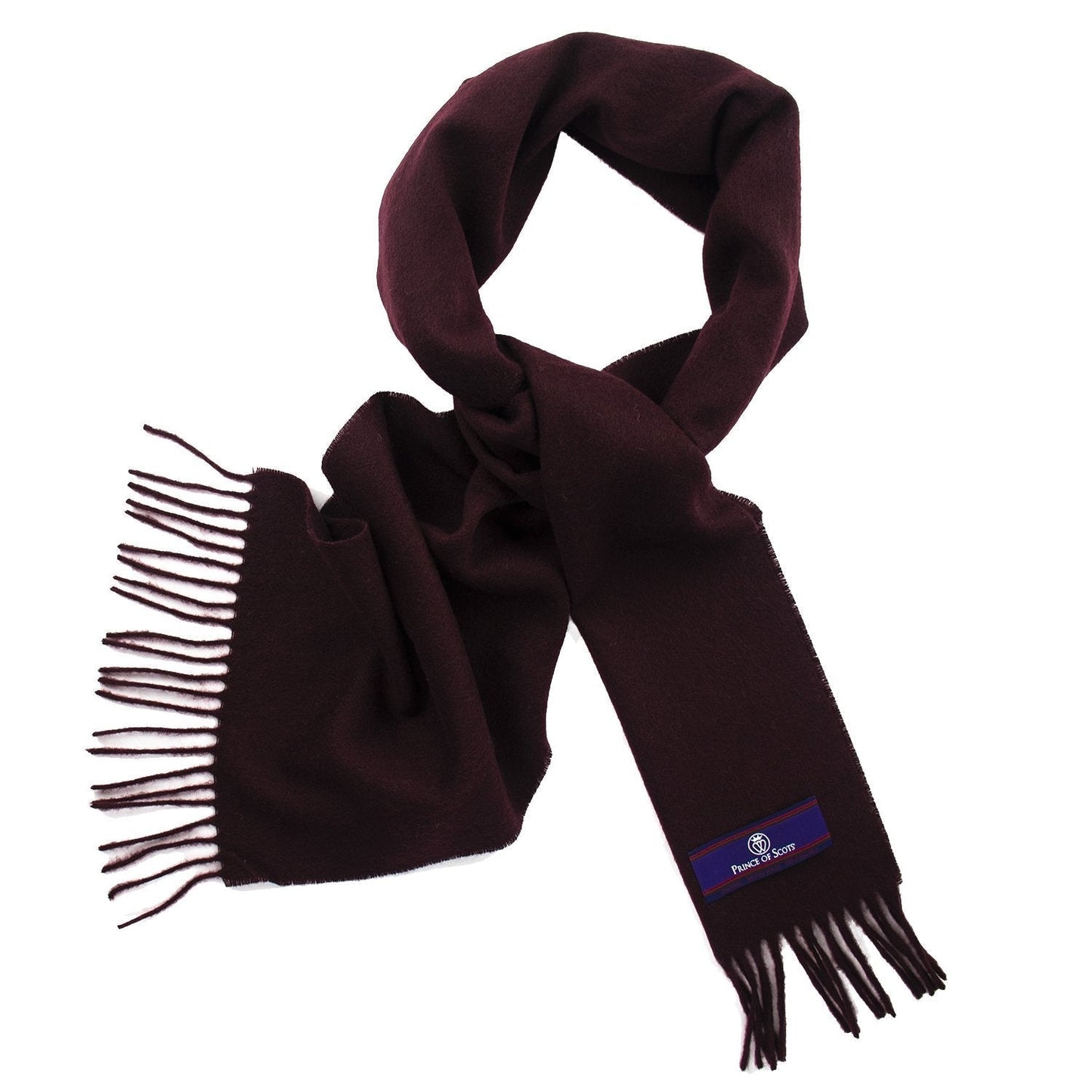 Prince of Scots Fringed Merino Wool Scarf (Merlot)-scarf-Prince of Scots-PrinceMerlot-810032759780-Prince of Scots