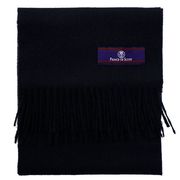 Prince of Scots Fringed Merino Wool Scarf (Navy)-scarf-Prince of Scots-PrinceNavy-810032759810-Prince of Scots