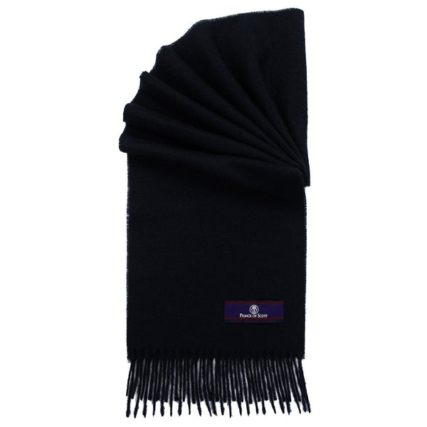 Prince of Scots Fringed Merino Wool Scarf (Navy)-scarf-Prince of Scots-PrinceNavy-810032759810-Prince of Scots