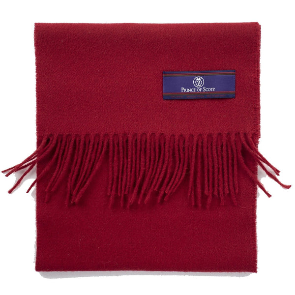 Prince of Scots Fringed Merino Wool Scarf (Red)-scarf-Prince of Scots-PrinceRed-810032759834-Prince of Scots