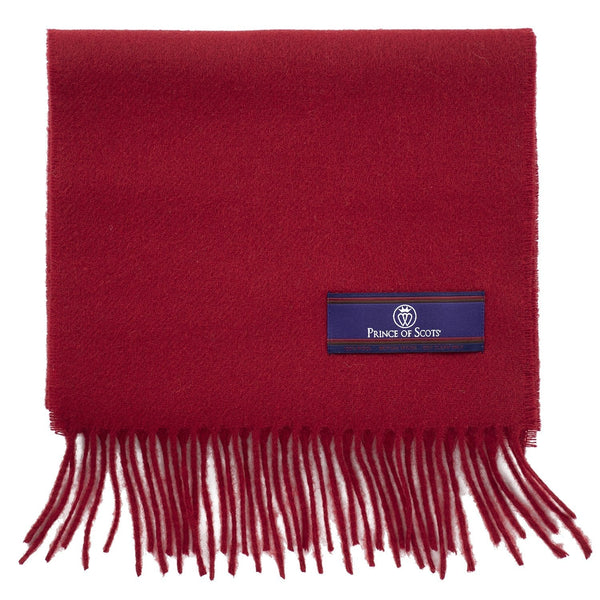 Prince of Scots Fringed Merino Wool Scarf (Red)-scarf-Prince of Scots-PrinceRed-810032759834-Prince of Scots
