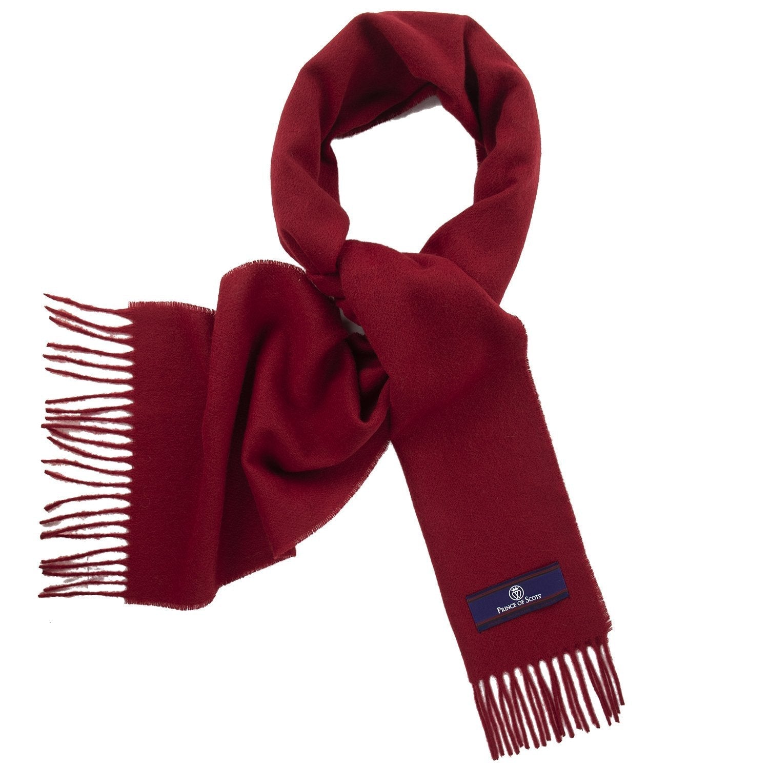 Prince of Scots Fringed Merino Wool Scarf (Red)-scarf-Prince of Scots-PrinceRed-810032759834-Prince of Scots