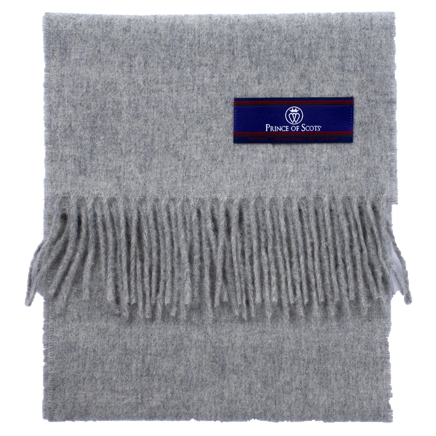 Prince of Scots Fringed Merino Wool Scarf (Silver)-scarf-Prince of Scots-PrinceSilver-810032759841-Prince of Scots