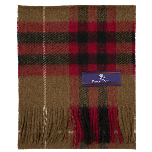 Prince of Scots Heritage Plaid Fringed Merino Wool Scarf (Cambridge Camel)-scarf-HScarf472M7-810032759995-Prince of Scots-Prince of Scots