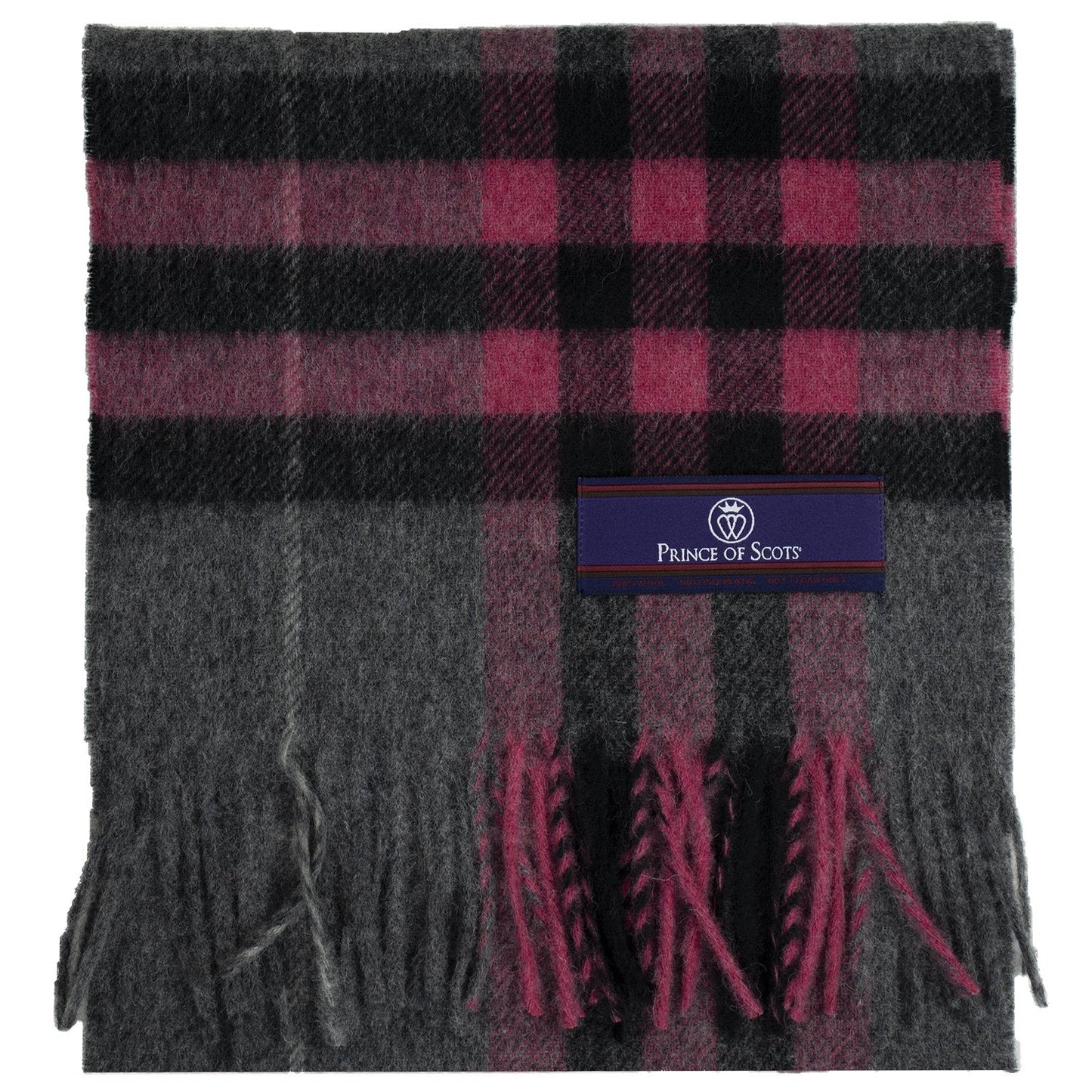 Prince of Scots Heritage Plaid Fringed Merino Wool Scarf (Cambridge Grey)-scarf-HScarf472A1-810032759988-Prince of Scots-Prince of Scots