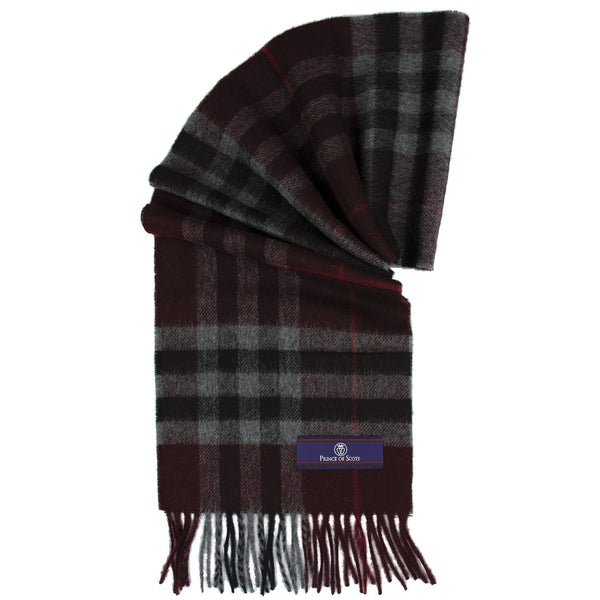Prince of Scots Heritage Plaid Fringed Merino Wool Scarf (Cambridge Red)-scarf-HScarf472W2-810032759971-Prince of Scots-Prince of Scots