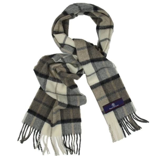 Prince of Scots Heritage Plaid Fringed Merino Wool Scarf (Dumfries Natural)-scarf-Prince of Scots-HScarfB03-810032759872-Prince of Scots