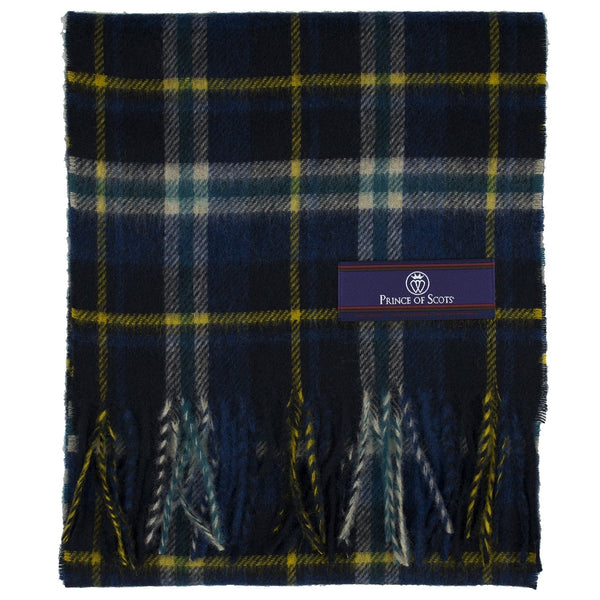 Prince of Scots Heritage Plaid Fringed Merino Wool Scarf (Oxford Blue)-scarf-HScarfX13-810032759902-Prince of Scots-Prince of Scots