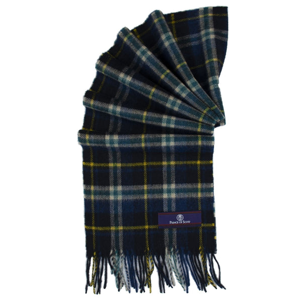 Prince of Scots Heritage Plaid Fringed Merino Wool Scarf (Oxford Blue)-scarf-HScarfX13-810032759902-Prince of Scots-Prince of Scots