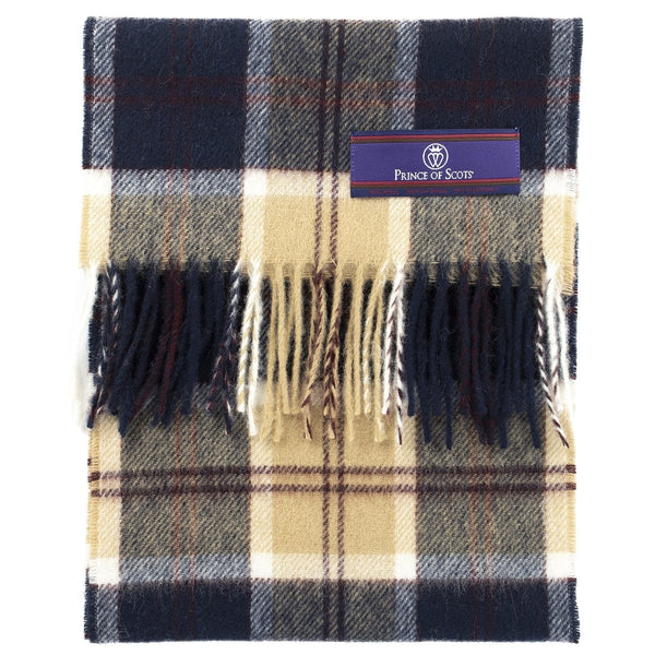 Prince of Scots Heritage Plaid Fringed Merino Wool Scarf (Stirling Navy)-scarf-Prince of Scots-HScarf8601-810032752255-Prince of Scots