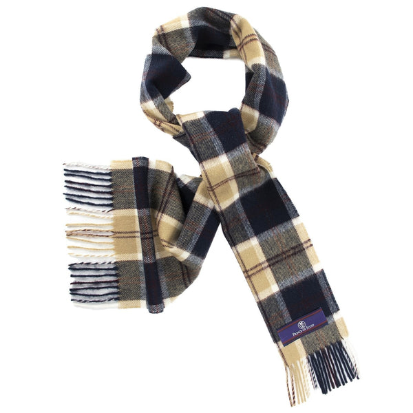 Prince of Scots Heritage Plaid Fringed Merino Wool Scarf (Stirling Navy)-scarf-Prince of Scots-HScarf8601-810032752255-Prince of Scots