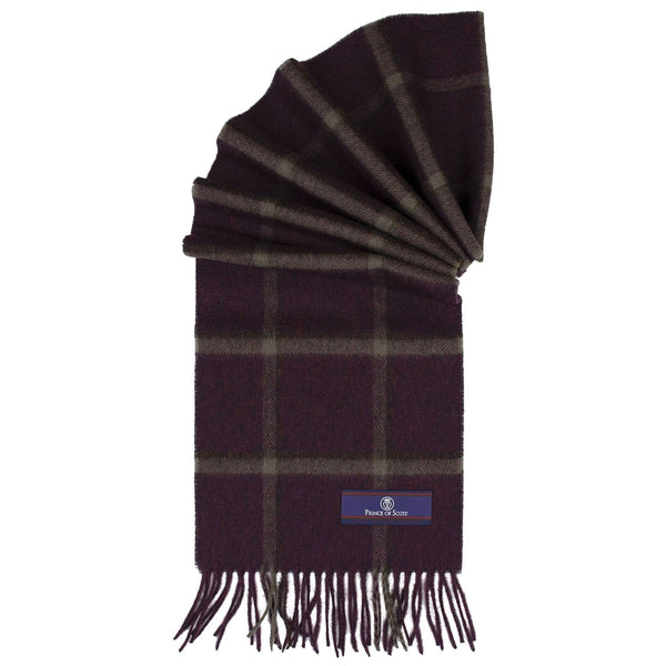 Prince of Scots Heritage Plaid Fringed Merino Wool Scarf (Yorkshire Red)-scarf-HScarf465E4-810032759957-Prince of Scots-Prince of Scots