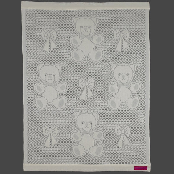 Southampton Home Lace Weave Bears & Bows Baby Blanket ~ Ivory ~-Gifts-SHLace839I-{sku]-Prince of Scots