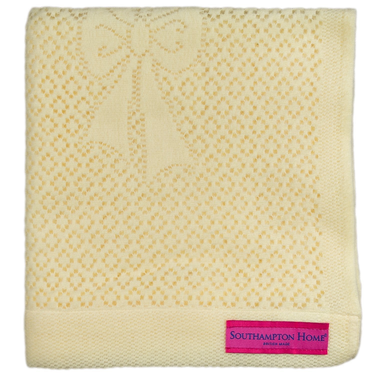 Southampton Home Lace Weave Bears & Bows Baby Blanket ~ Yellow ~-Gifts-SHLace839Y-{sku]-Prince of Scots