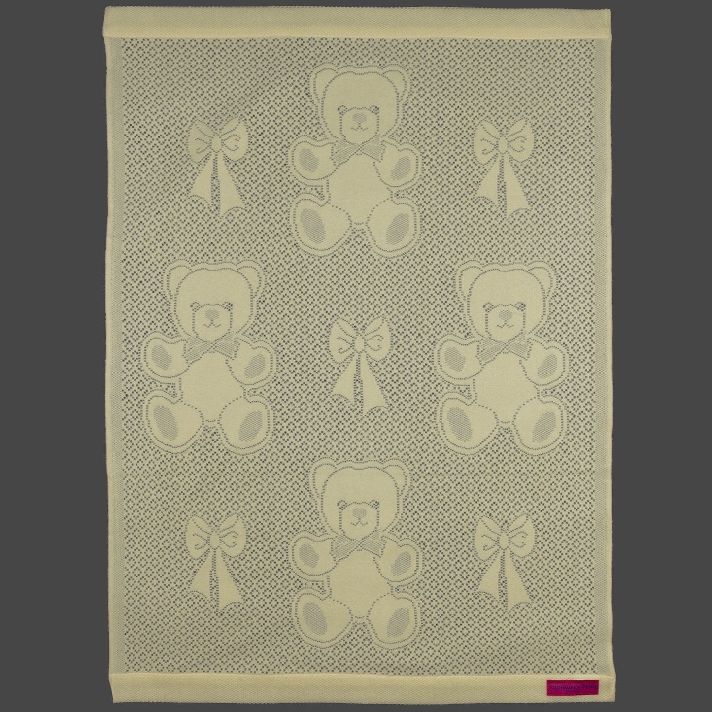 Southampton Home Lace Weave Bears & Bows Baby Blanket ~ Yellow ~-Gifts-SHLace839Y-{sku]-Prince of Scots