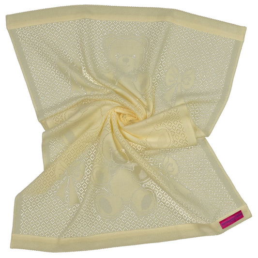 Southampton Home Lace Weave Bears & Bows Baby Blanket ~ Yellow ~-Gifts-SHLace839Y-{sku]-Prince of Scots