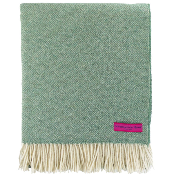 Southampton Home Merino Wool Basket Weave Throw (Sea Glass)-Throws and Blankets-Prince of Scots-810032751166-Q300002-Prince of Scots