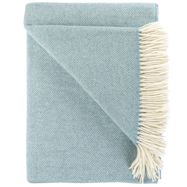 SOUTHAMPTON HOME Basket Weave Merino Wool Throw (Sky Blue)-Throws and Blankets-Prince of Scots-, Q300001-Prince of Scots
