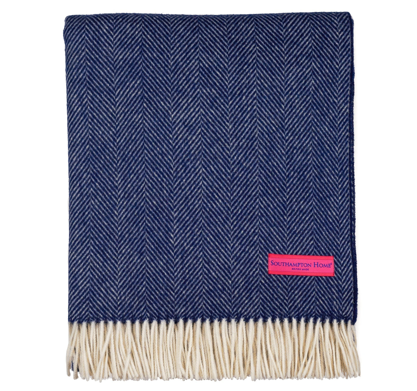 Southampton Home Merino Wool Herringbone Throw (Classic Navy)-Throws and Blankets-810032753115-SouthamptonNavy-Prince of Scots