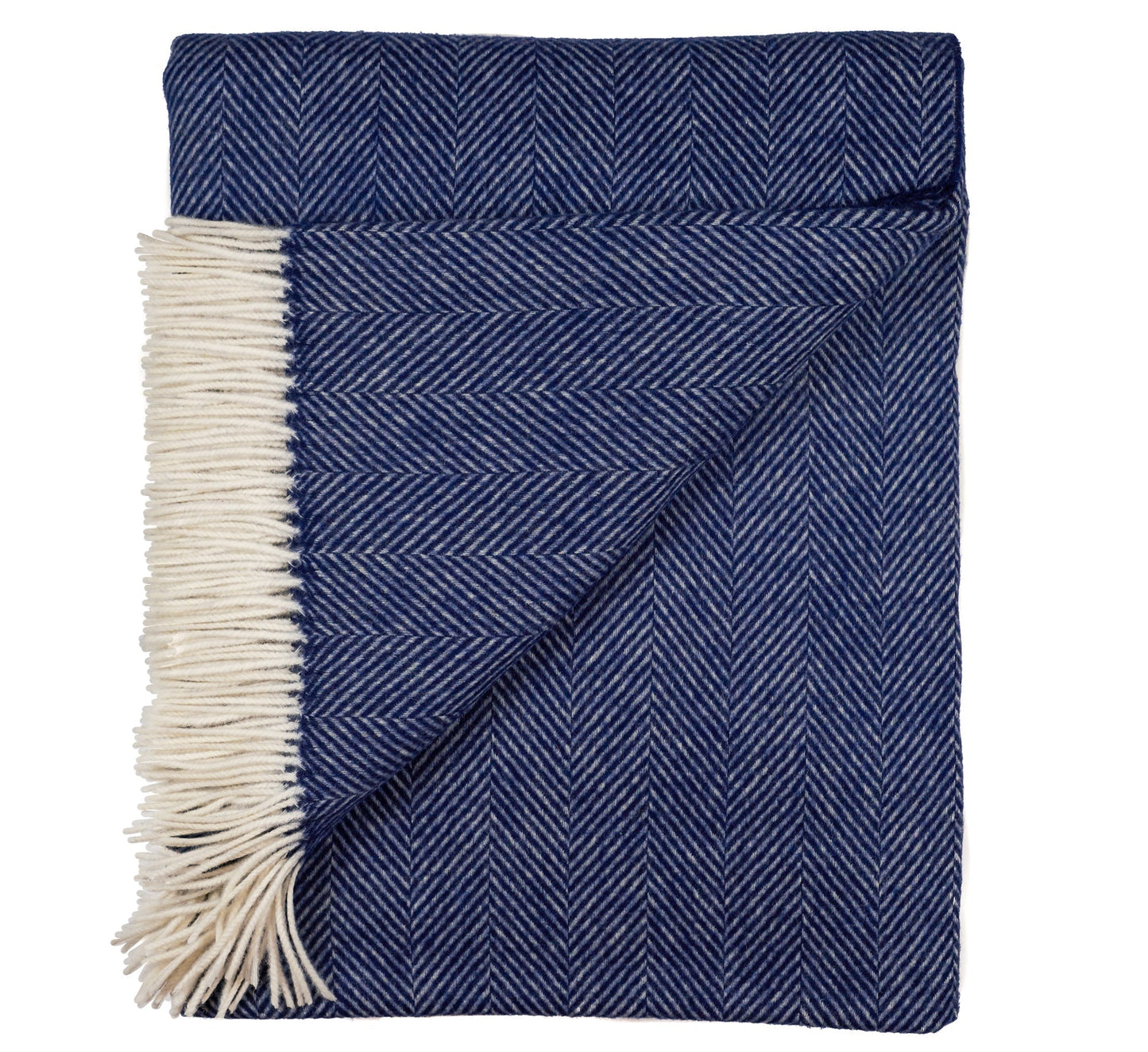 Southampton Home Merino Wool Herringbone Throw (Classic Navy)-Throws and Blankets-810032753115-SouthamptonNavy-Prince of Scots