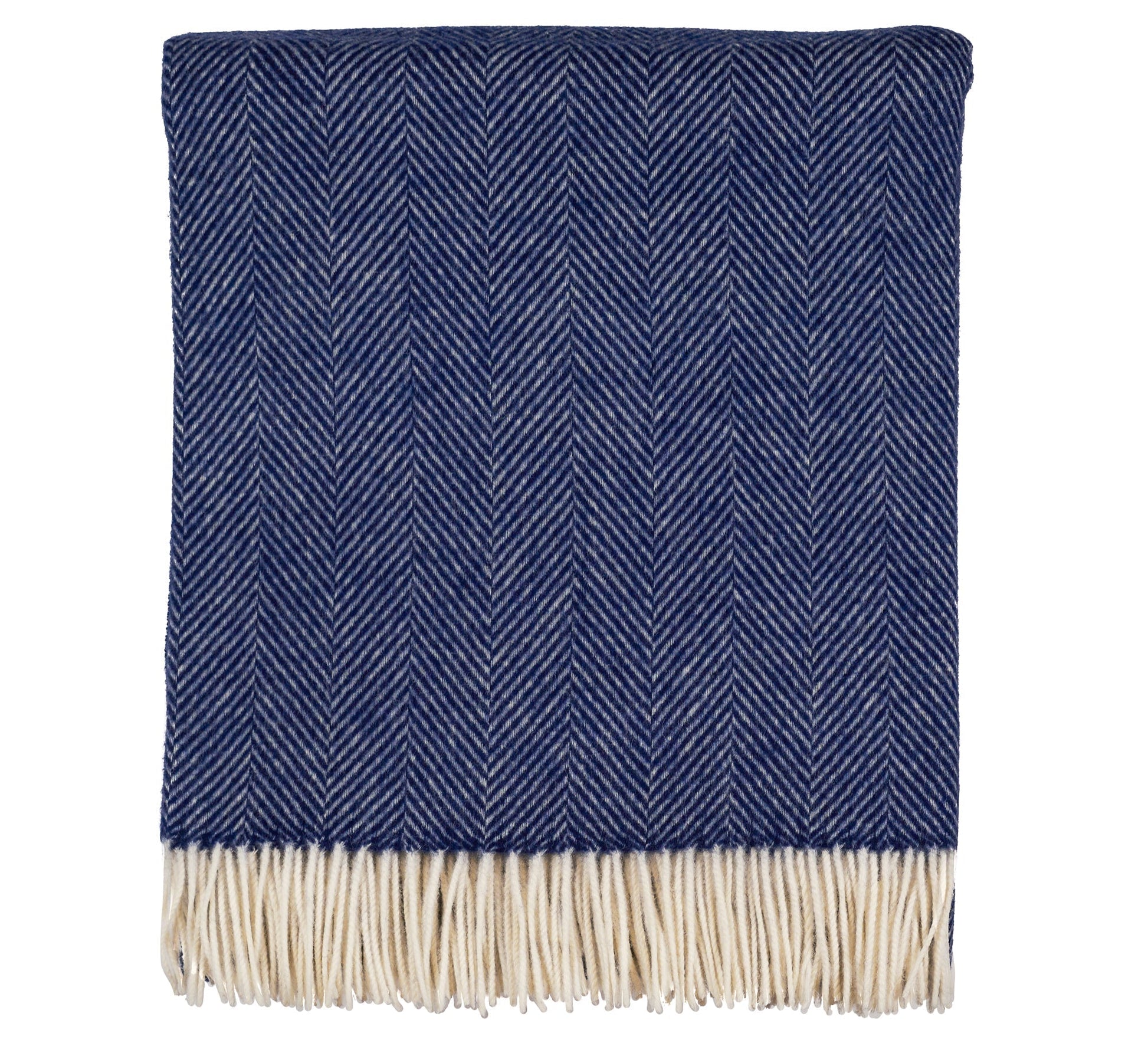 Southampton Home Merino Wool Herringbone Throw (Classic Navy)-Throws and Blankets-810032753115-SouthamptonNavy-Prince of Scots