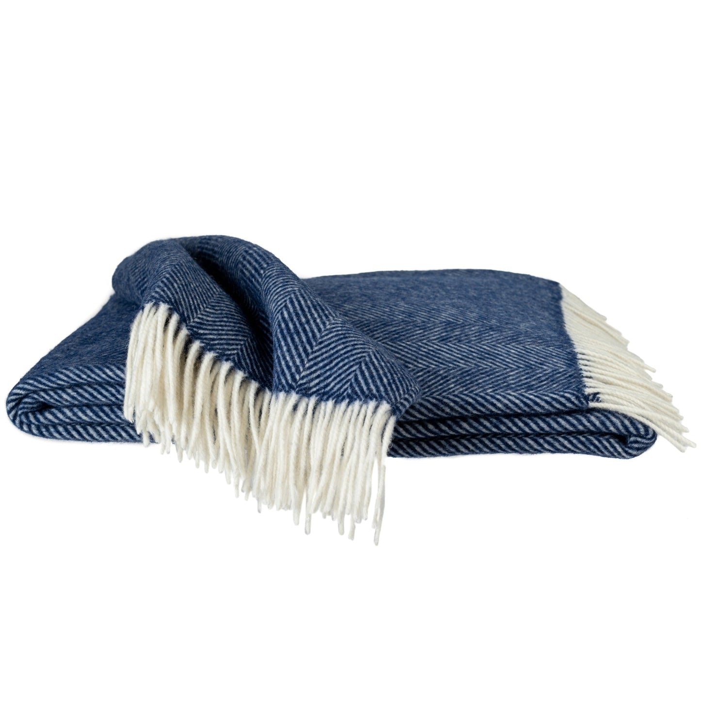 Southampton Home Merino Wool Herringbone Throw (Classic Navy)-Throws and Blankets-810032753115-SouthamptonNavy-Prince of Scots