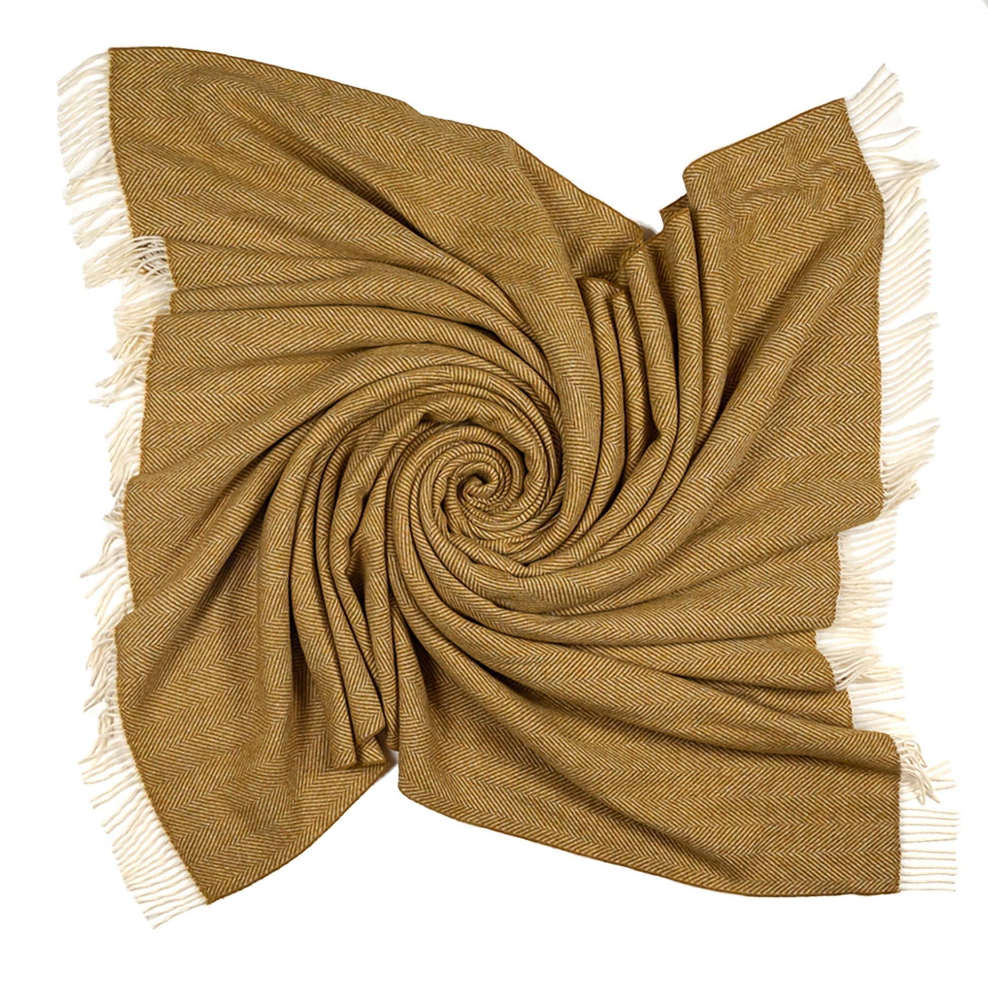 Southampton Home Merino Wool Herringbone Throw (Gold)-Throws and Blankets-Q029006-Prince of Scots