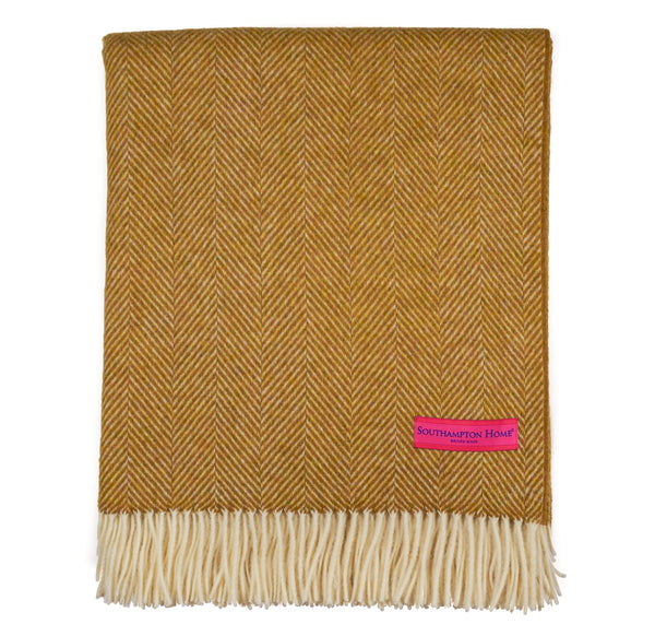 Southampton Home Merino Wool Herringbone Throw (Gold)-Throws and Blankets-Q029006-Prince of Scots