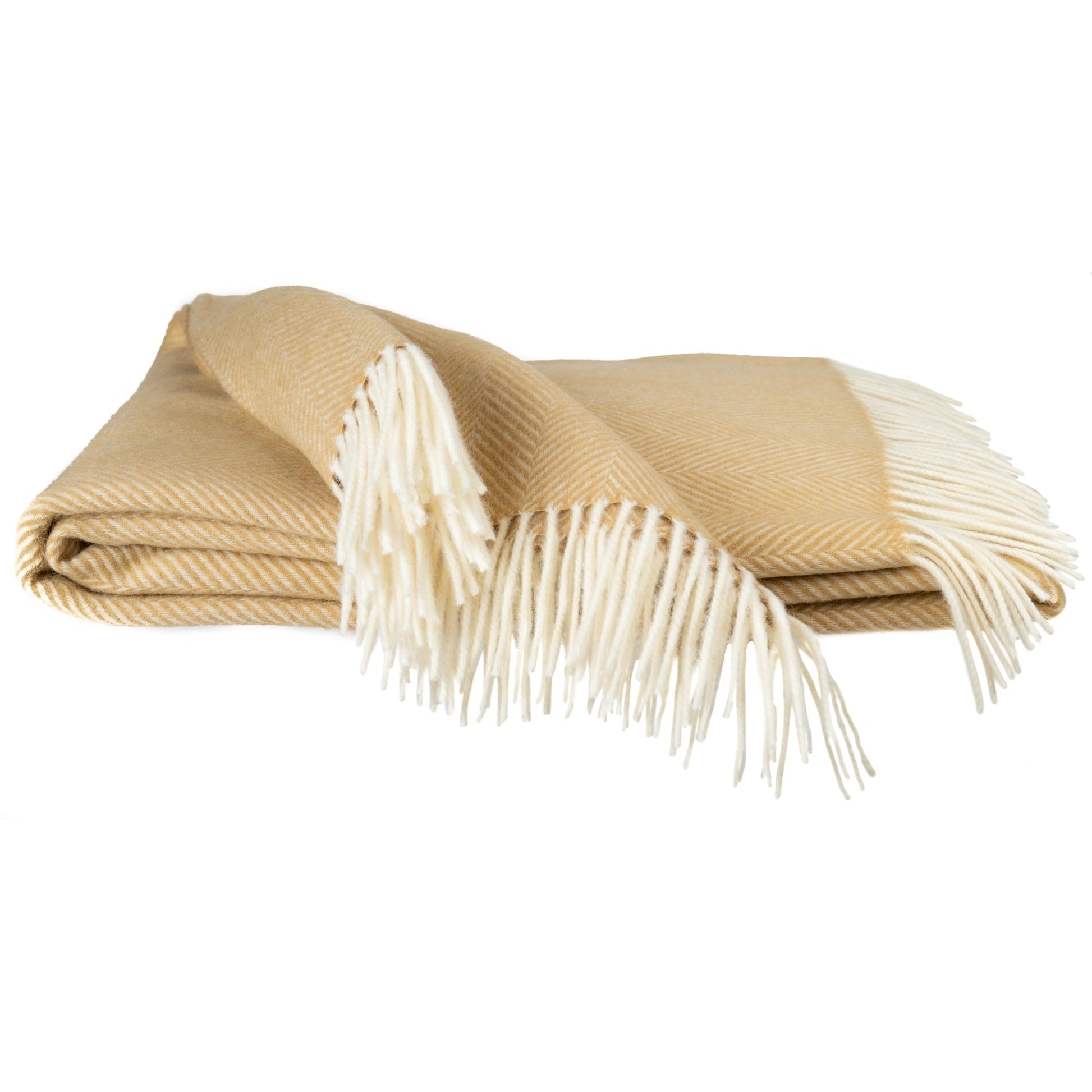 Southampton Home Merino Wool Herringbone Throw (Wheat Tassel)-Throws and Blankets-Q029008-Prince of Scots