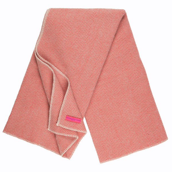 Southampton Home Washable Wool Herringbone Throw ~ Coral ~-Blankets-[bar code]-WashableCoral-Prince of Scots