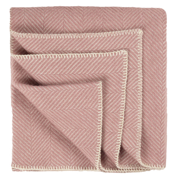 Southampton Home Washable Wool Herringbone Throw ~ Frosted Rose ~-Throws and Blankets-[bar code]-WashableRose-Prince of Scots