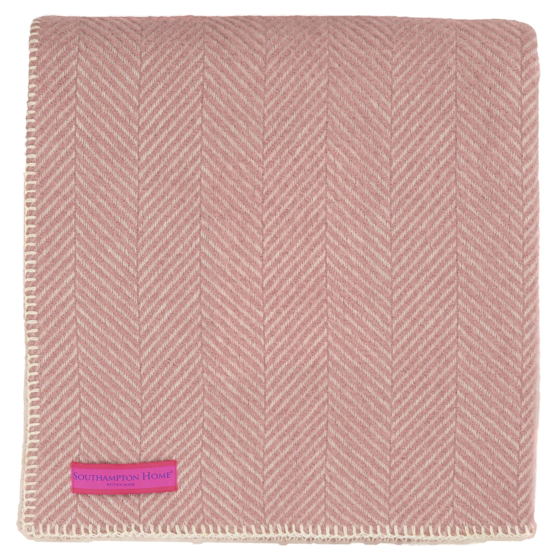 Southampton Home Washable Wool Herringbone Throw ~ Frosted Rose ~-Throws and Blankets-[bar code]-WashableRose-Prince of Scots