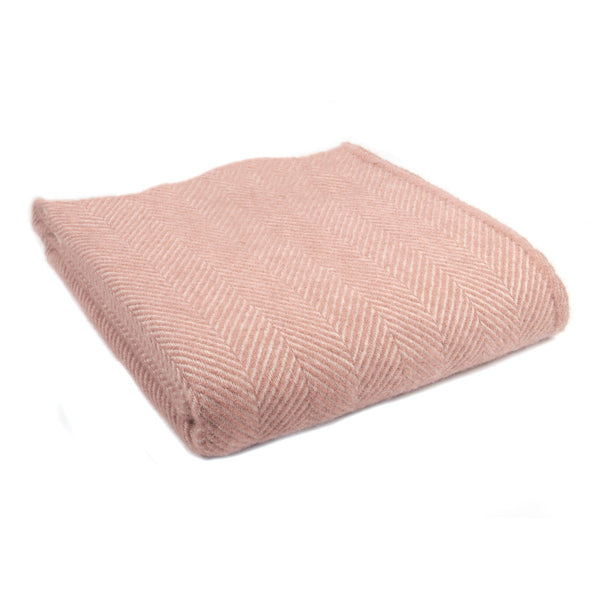Southampton Home Washable Wool Herringbone Throw ~ Frosted Rose ~-Throws and Blankets-[bar code]-WashableRose-Prince of Scots