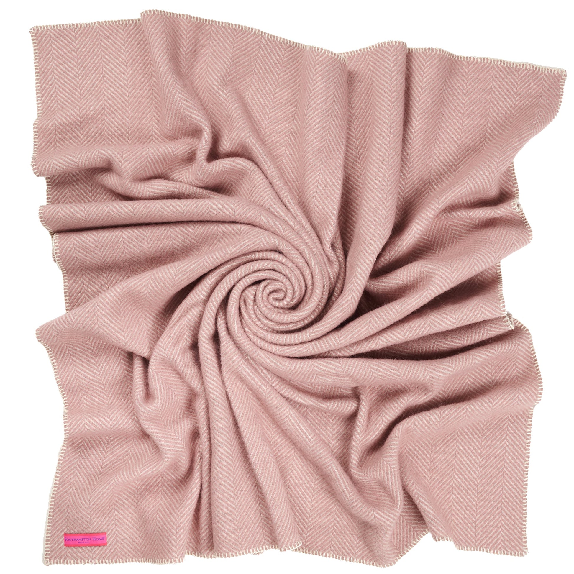 Southampton Home Washable Wool Herringbone Throw ~ Frosted Rose ~-Throws and Blankets-[bar code]-WashableRose-Prince of Scots