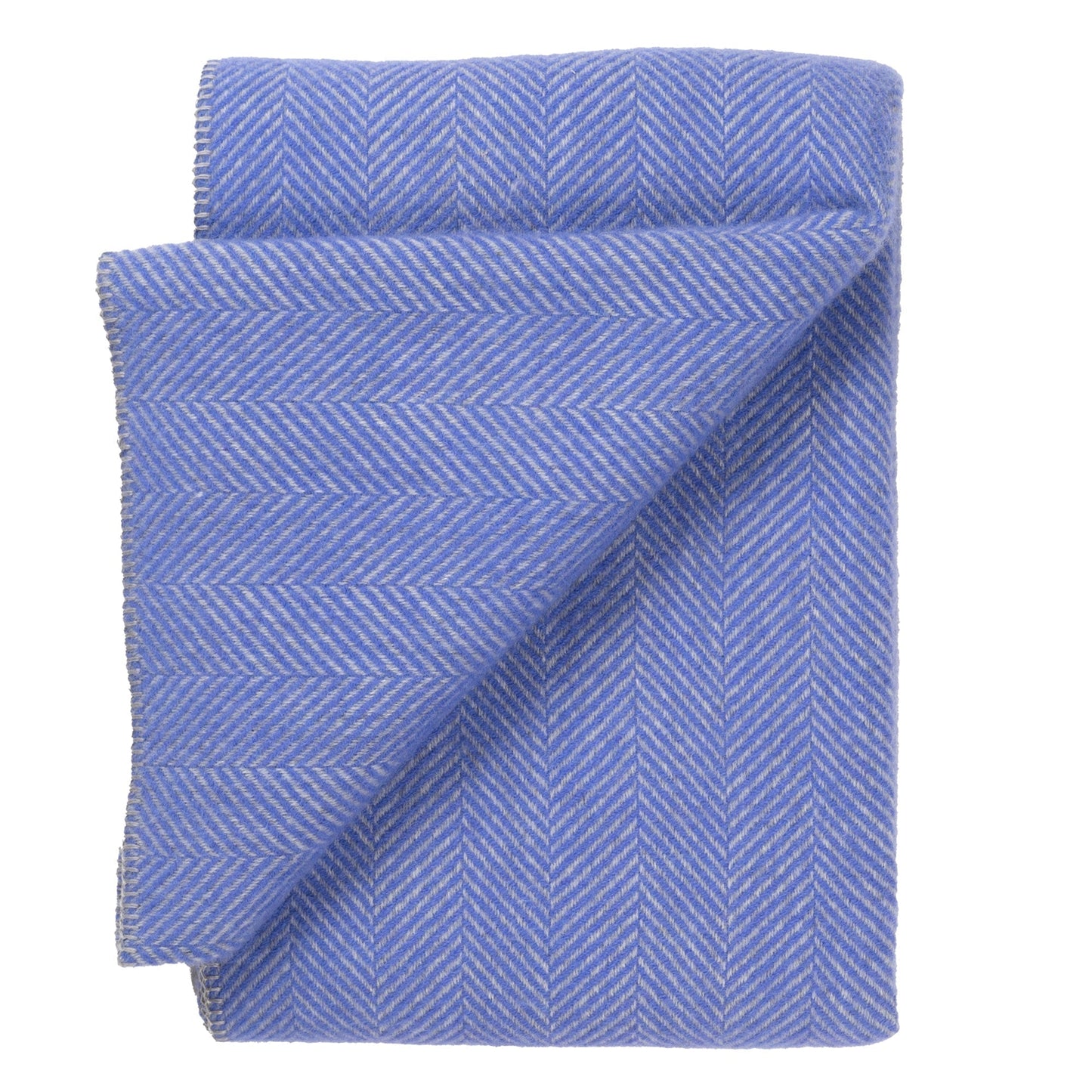 Southampton Home Washable Wool Herringbone Throw ~ Periwinkle ~-[bar code]-WashablePeriwinkle-Prince of Scots