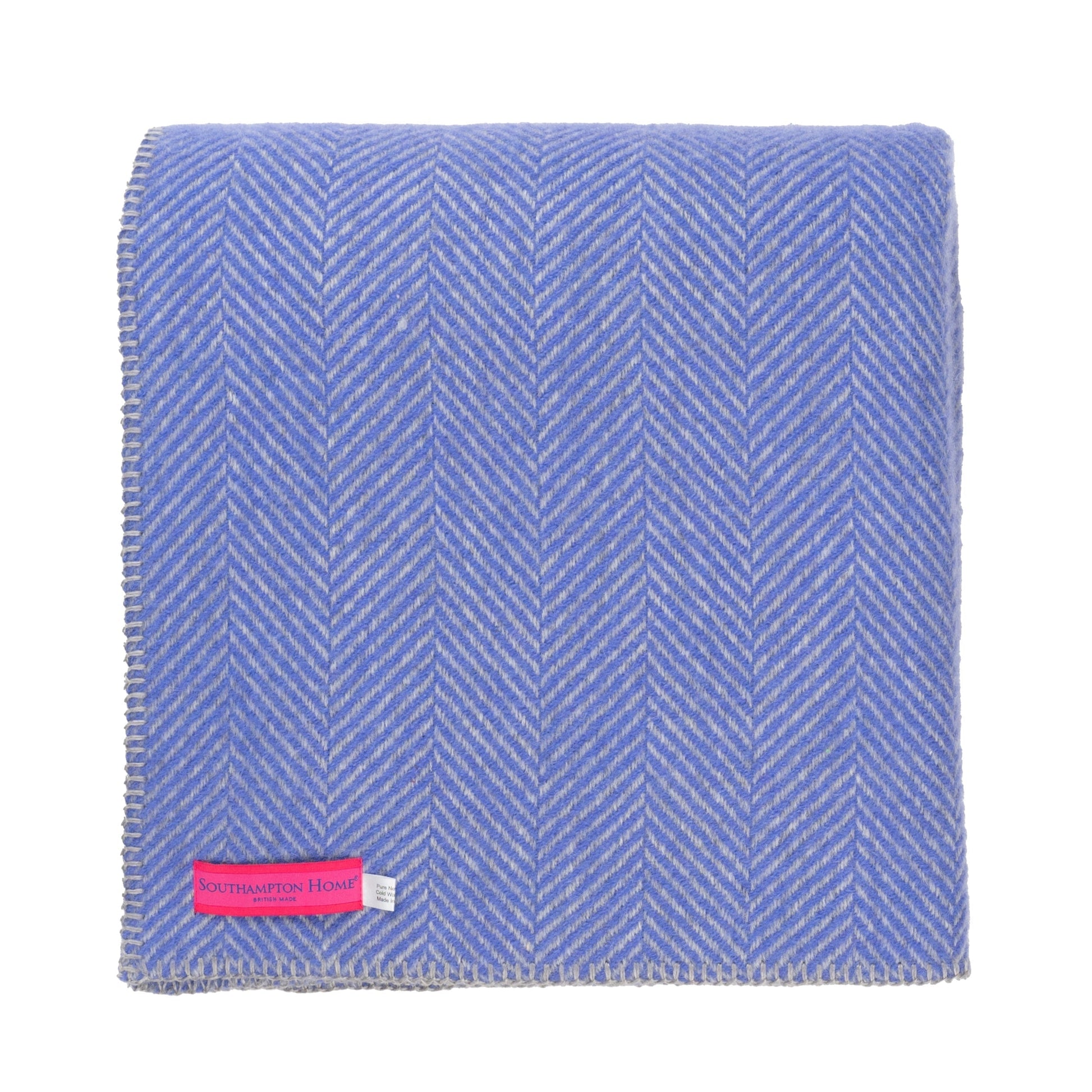 Southampton Home Washable Wool Herringbone Throw ~ Periwinkle ~-[bar code]-WashablePeriwinkle-Prince of Scots