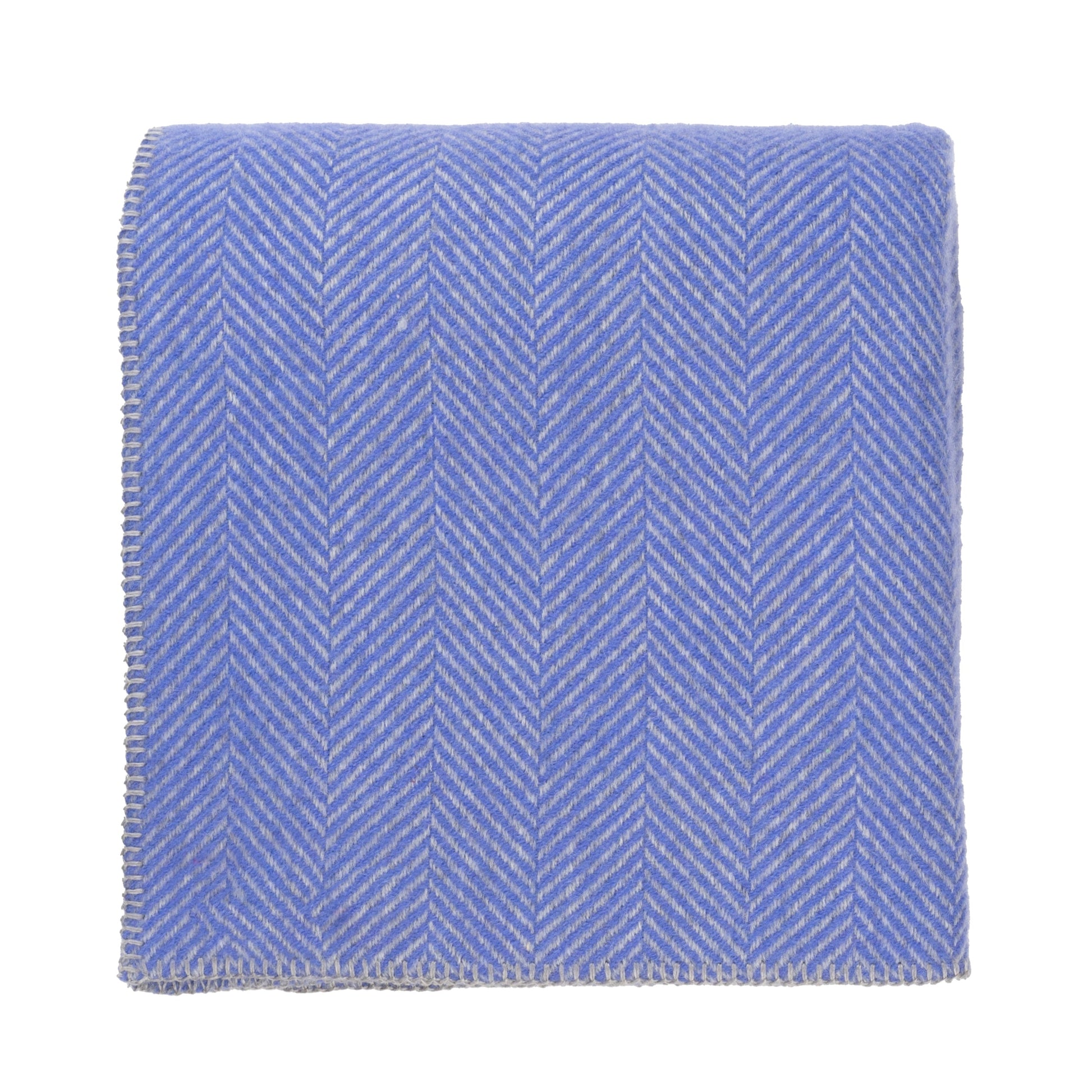 Southampton Home Washable Wool Herringbone Throw ~ Periwinkle ~-[bar code]-WashablePeriwinkle-Prince of Scots