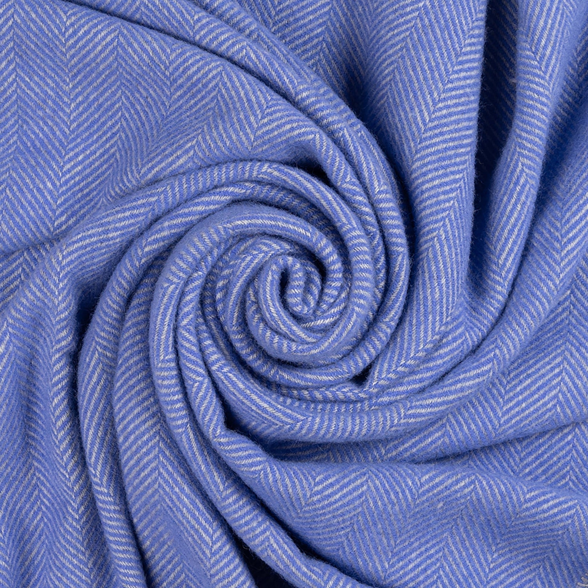 Southampton Home Washable Wool Herringbone Throw ~ Periwinkle ~-[bar code]-WashablePeriwinkle-Prince of Scots