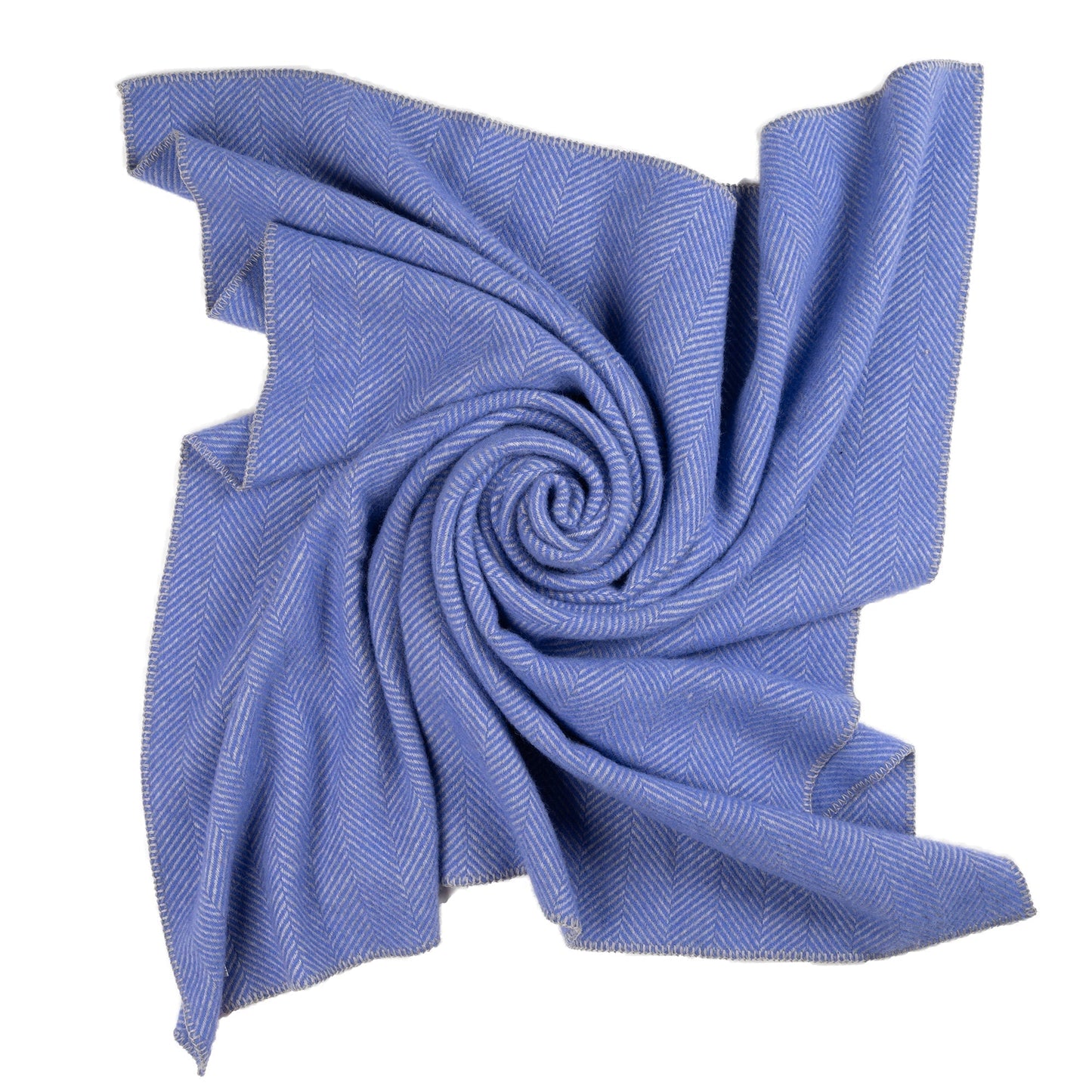 Southampton Home Washable Wool Herringbone Throw ~ Periwinkle ~-[bar code]-WashablePeriwinkle-Prince of Scots